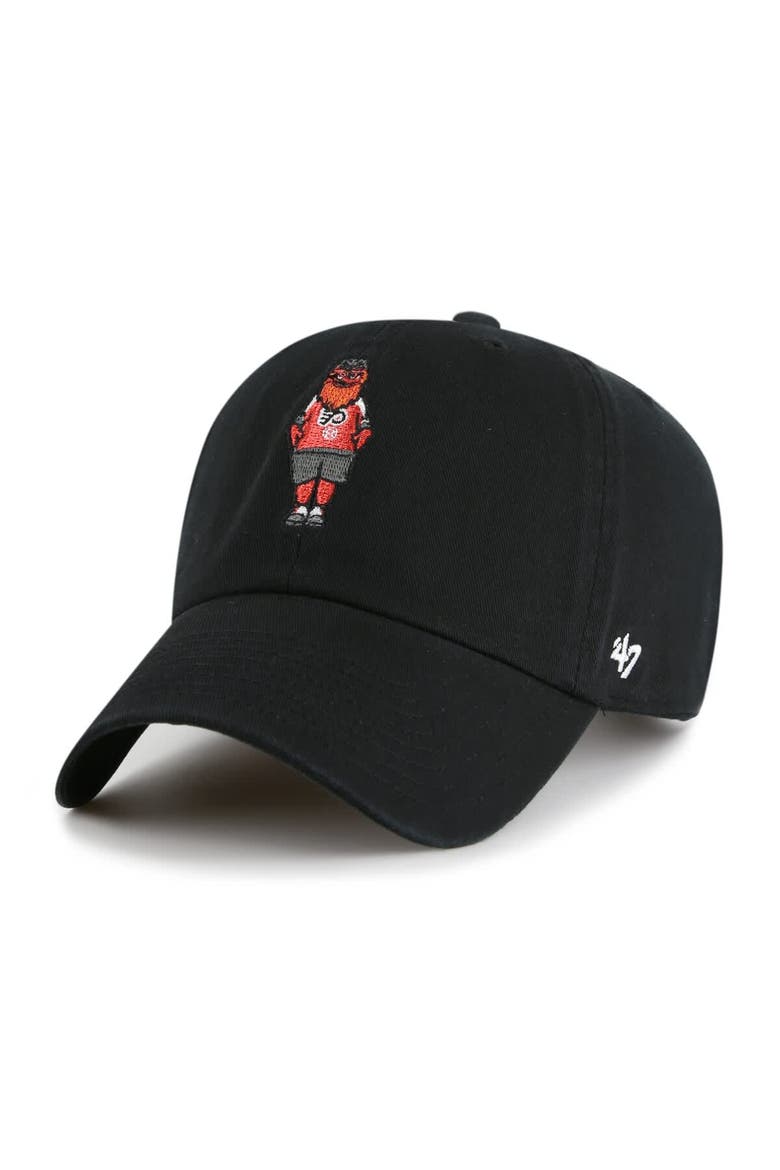 Men's '47  Black Philadelphia Flyers Gritty Alternate Logo Clean Up Adjustable Hat, Main, color, Black