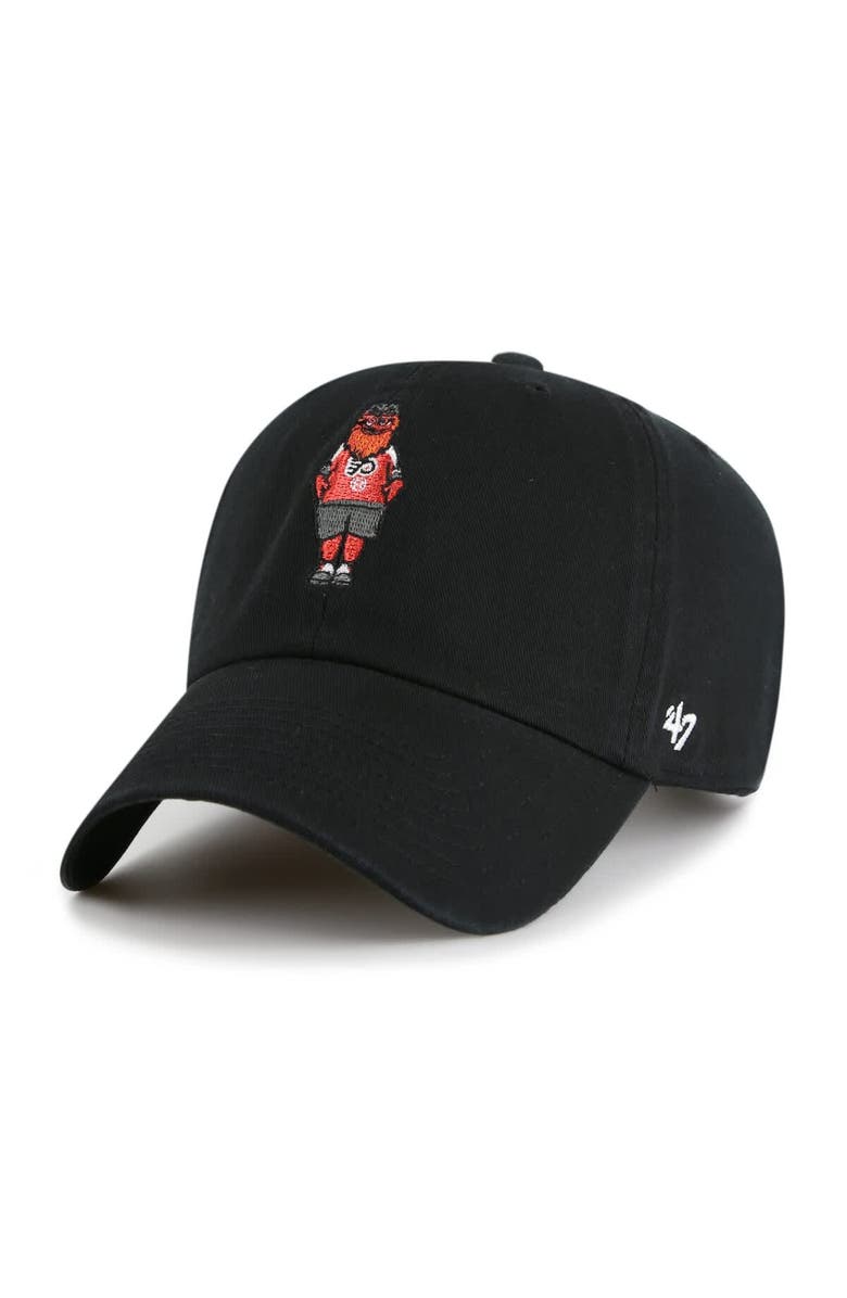 '47 Men's '47 Black Philadelphia Flyers Gritty Alternate Logo Clean Up Adjustable Hat, Main, color, Black