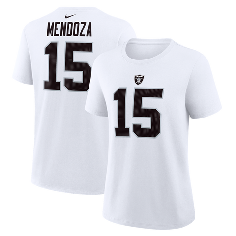 Women's Nike Fernando Mendoza White Las Vegas Raiders Name & Number T-Shirt