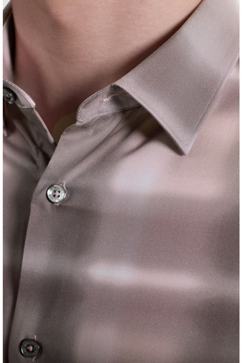 Julian Shaped Fit Abstract Check Lyocell Button-Up Shirt, Alternate, color, WOOD ROSE