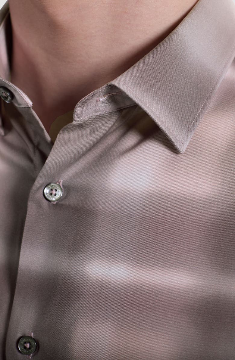 Bugatchi Julian Shaped Fit Abstract Check Lyocell Button-Up Shirt, Alternate, color, Wood Rose