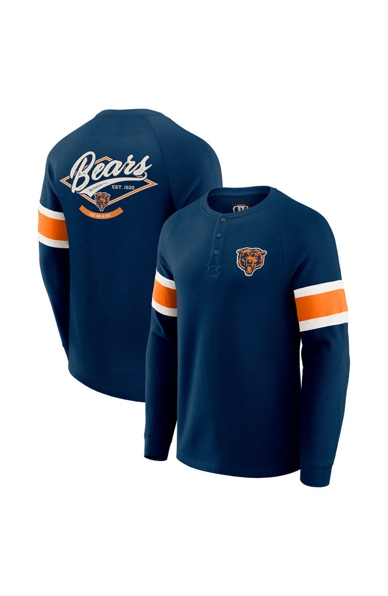 Darius Rucker Collection by Fanatics Men's Darius Rucker Collection by Fanatics Navy Chicago Bears Waffle-Knit Raglan Long Sleeve Henley T-Shirt, Main, color, Navy
