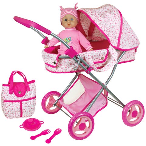 Deluxe Doll Pram with 13 Inch Baby Doll