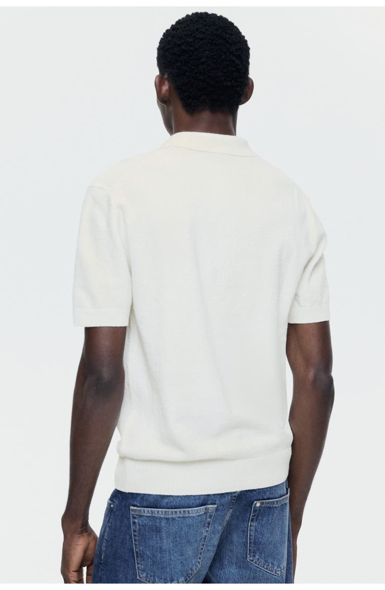 H&M Regular Fit Knitted Polo Shirt, Alternate, color, Cream