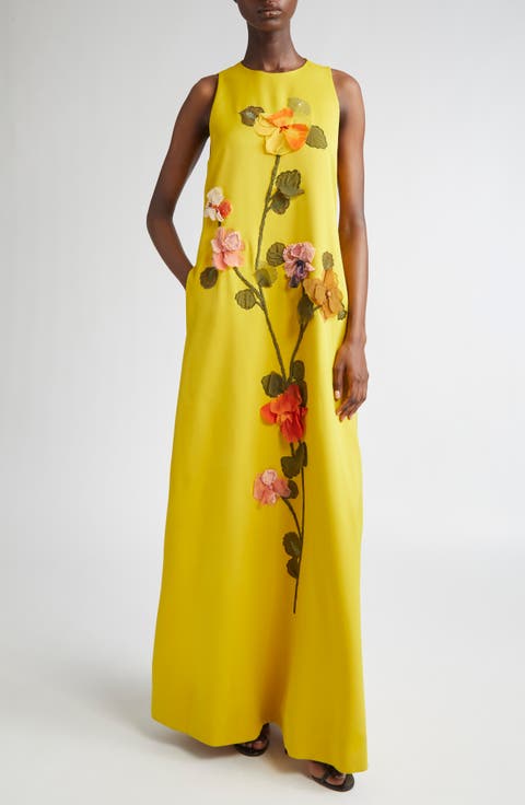 Francie Beaded Floral Appliqué Gown