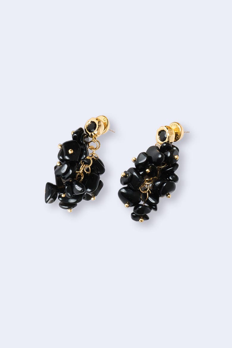 Melanie Obsidian Cascade Cluster Earrings, Main, color, Black