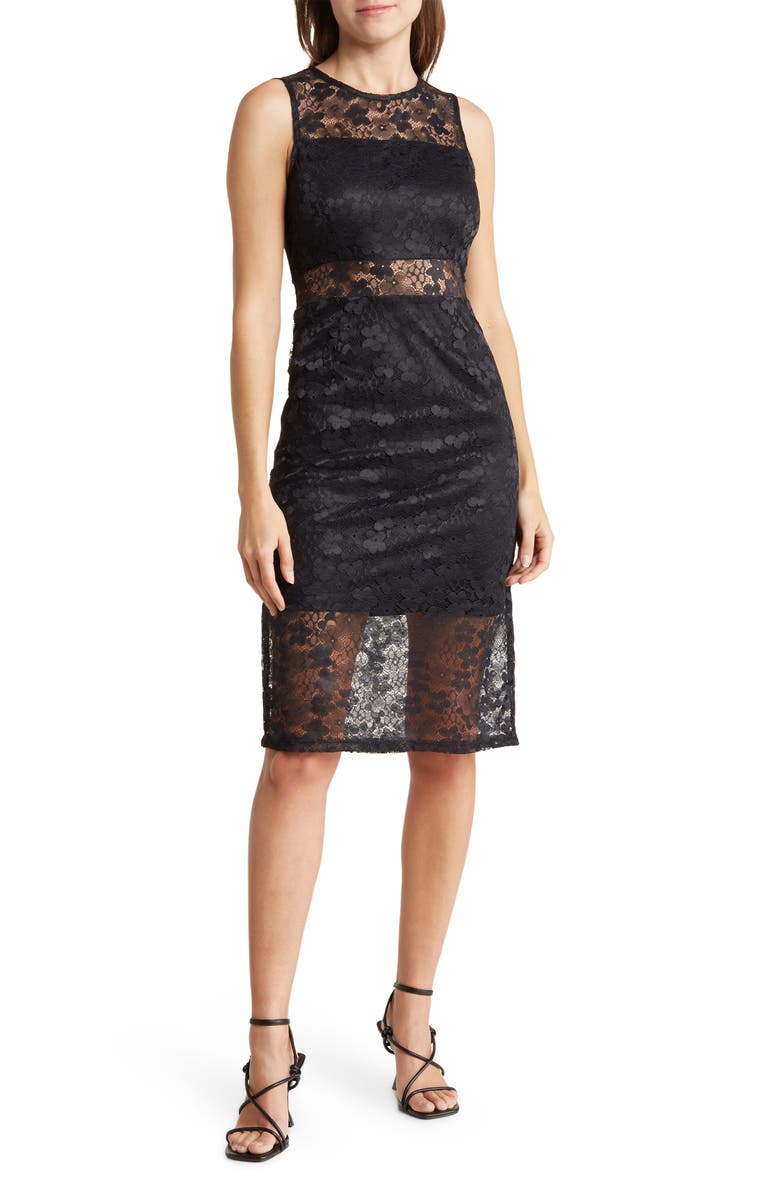 NSR Sleeveless Stretch Lace Midi Dress, Main, color, 