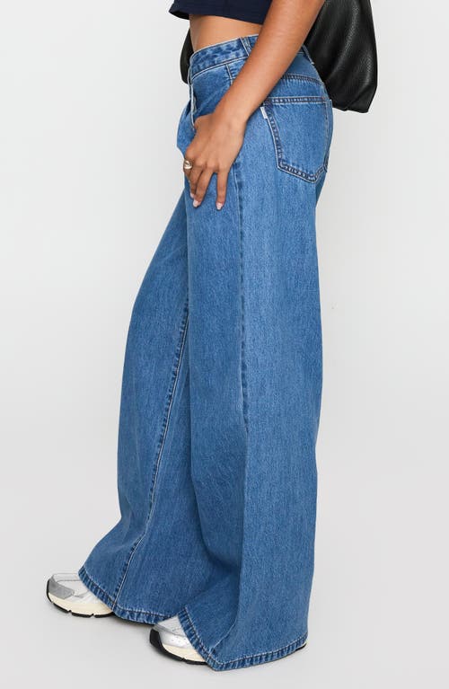 Princess Polly Supercut Pleated Wide Leg Jeans In Blue