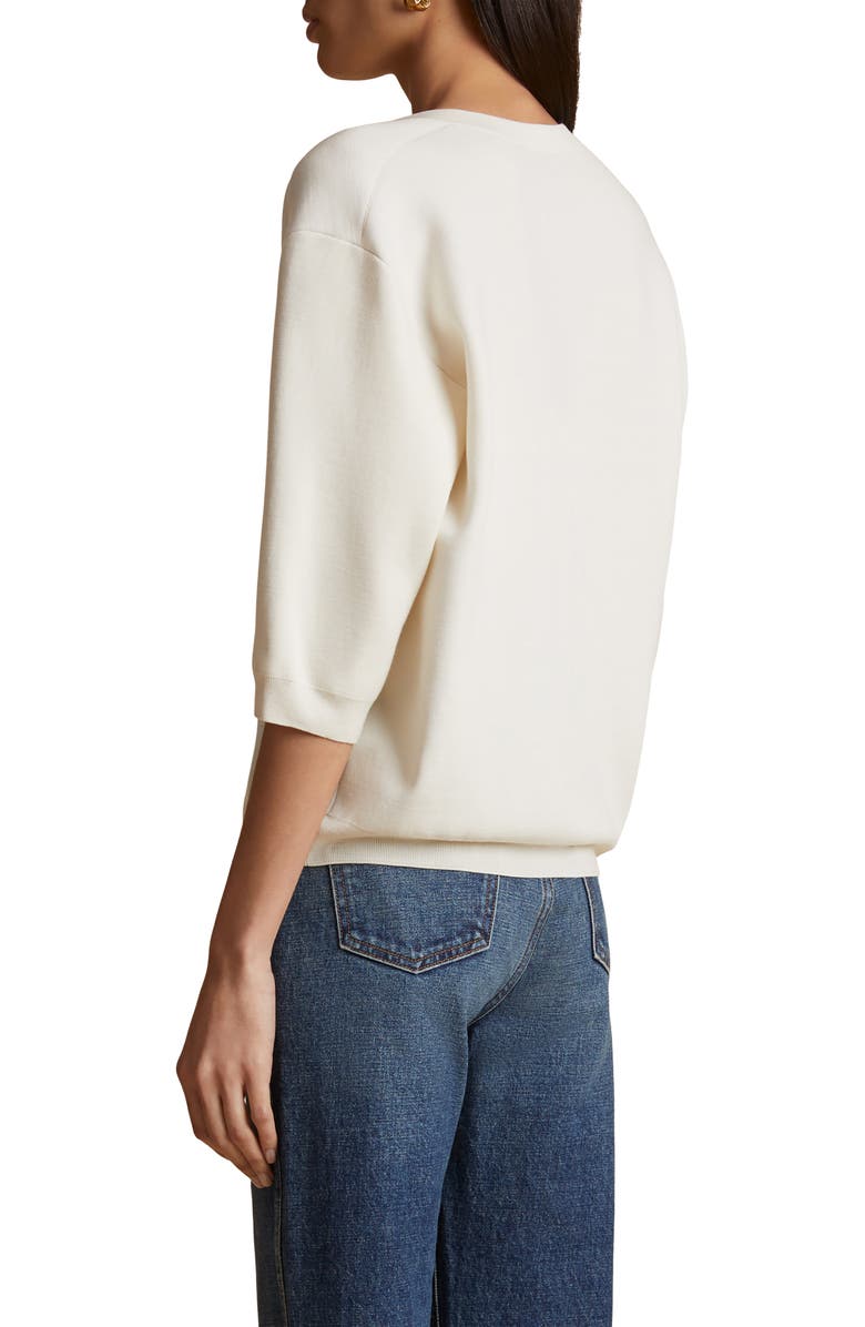 Khaite Tedi Short Sleeve Wool Blend Cardigan, Alternate, color, 