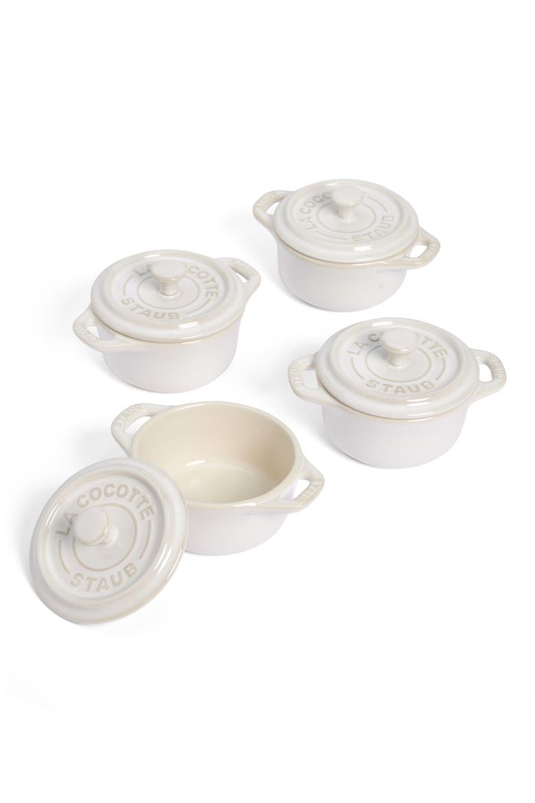 4-Piece Mini Round Cocotte Set, Main, color, IVORY WHITE
