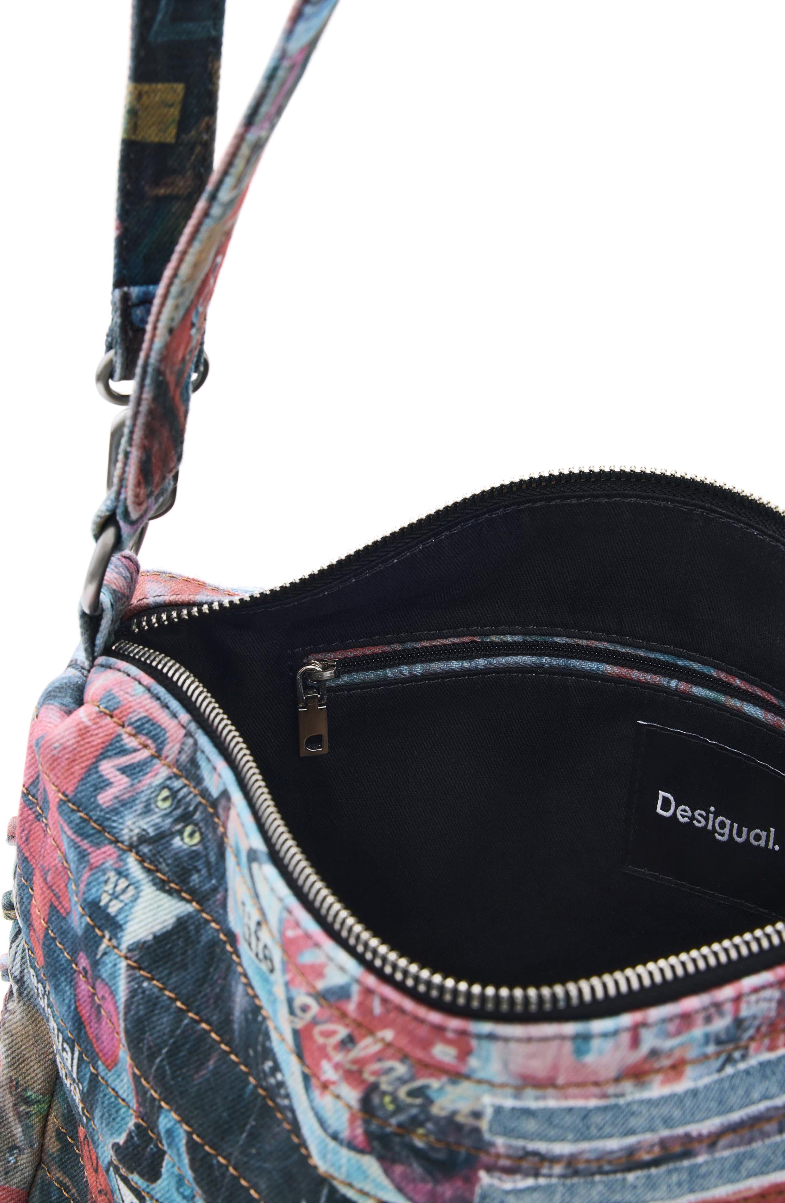 Medium Mixed Bring Denim Shoulder Bag, Alternate, color, MULTI