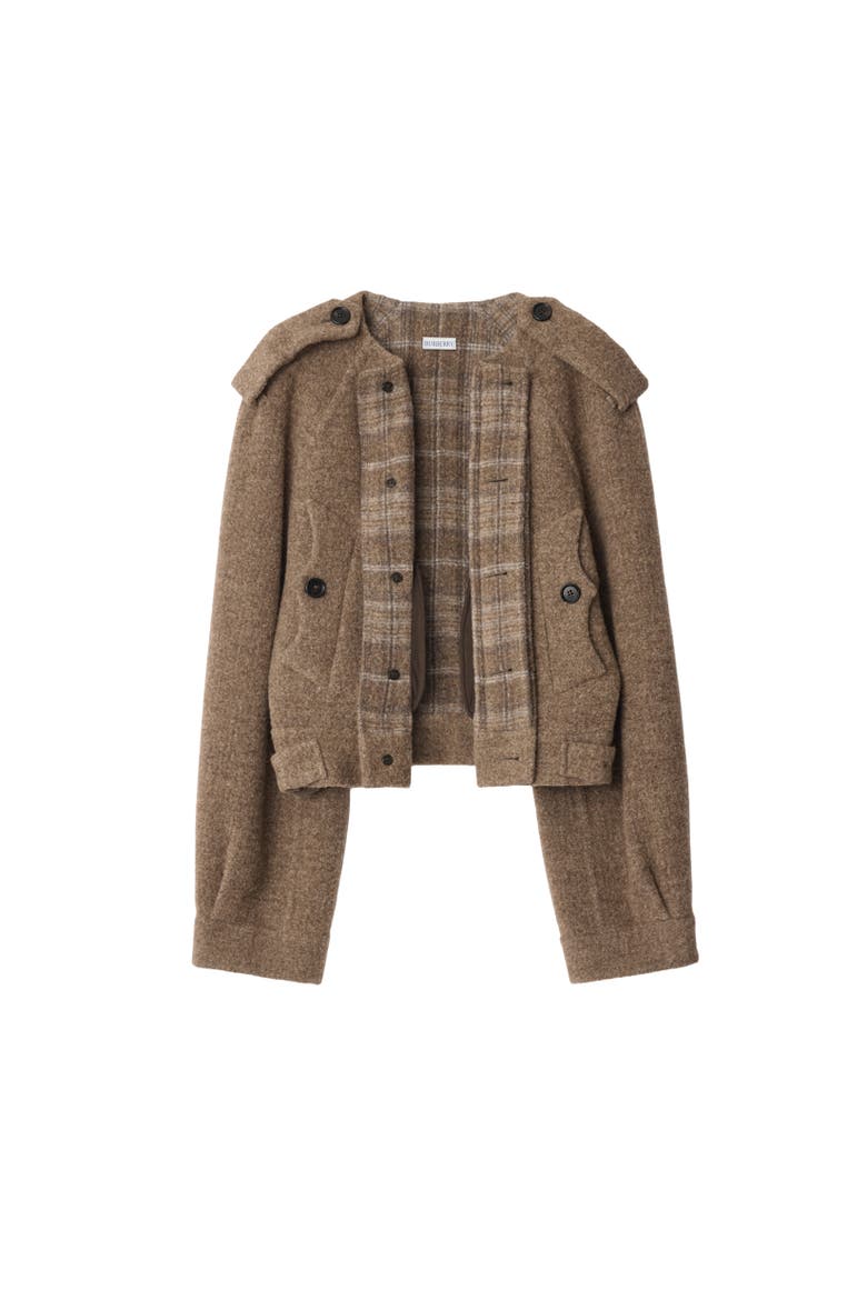 Detachable Scarf Wool Blend Jacket, Alternate, color, Biscuit beige