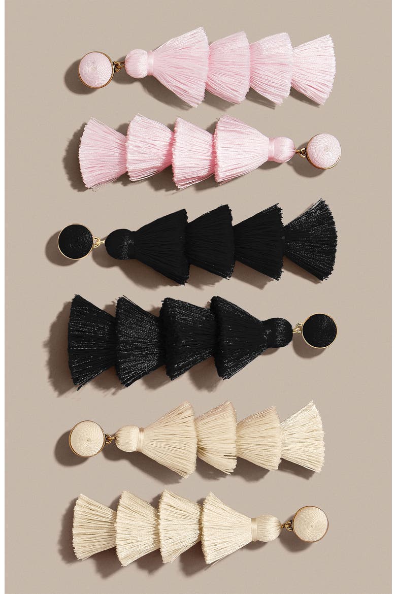 Gabriela Tassel Fringe Earrings, Alternate, color, CREAM