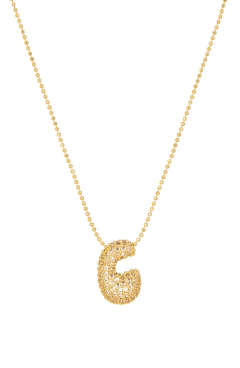 Pavé Bubble Initial Pendant Necklace