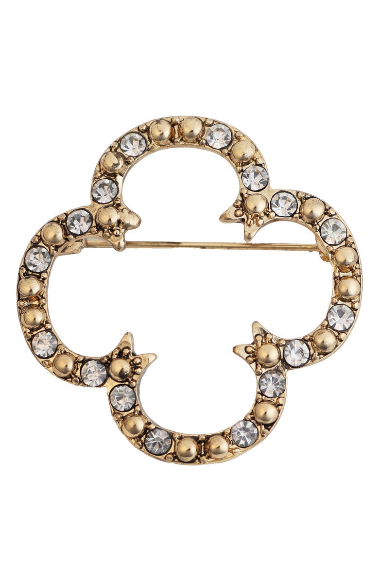Panacea Crystal Clover Brooch, Main, color, 