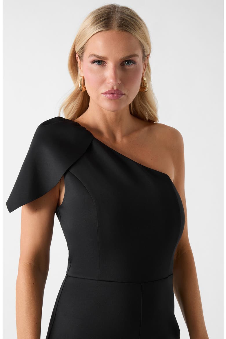 Andrea One-Shoulder Scuba Crepe Jumpsuit, Alternate, color, JBLK-BLACK