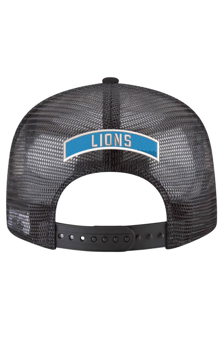 Men's New Era Black Detroit Lions Shade Trucker 9FIFTY Snapback Hat, Alternate, color, Black