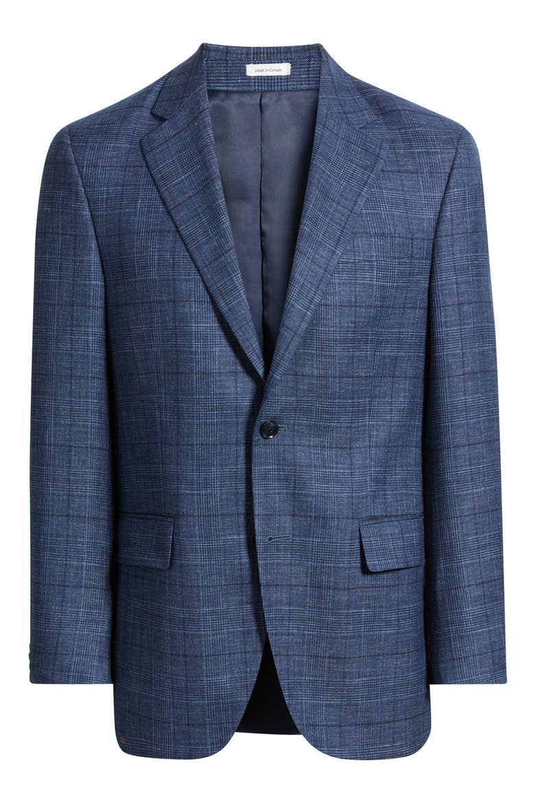 Flynn Classic Fit Navt Glen Plaid Slub Wool Sport Coat, Main, color, BLUE