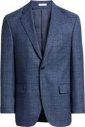 Peter Millar Flynn Classic Fit Navt Glen Plaid Slub Wool Sport Coat