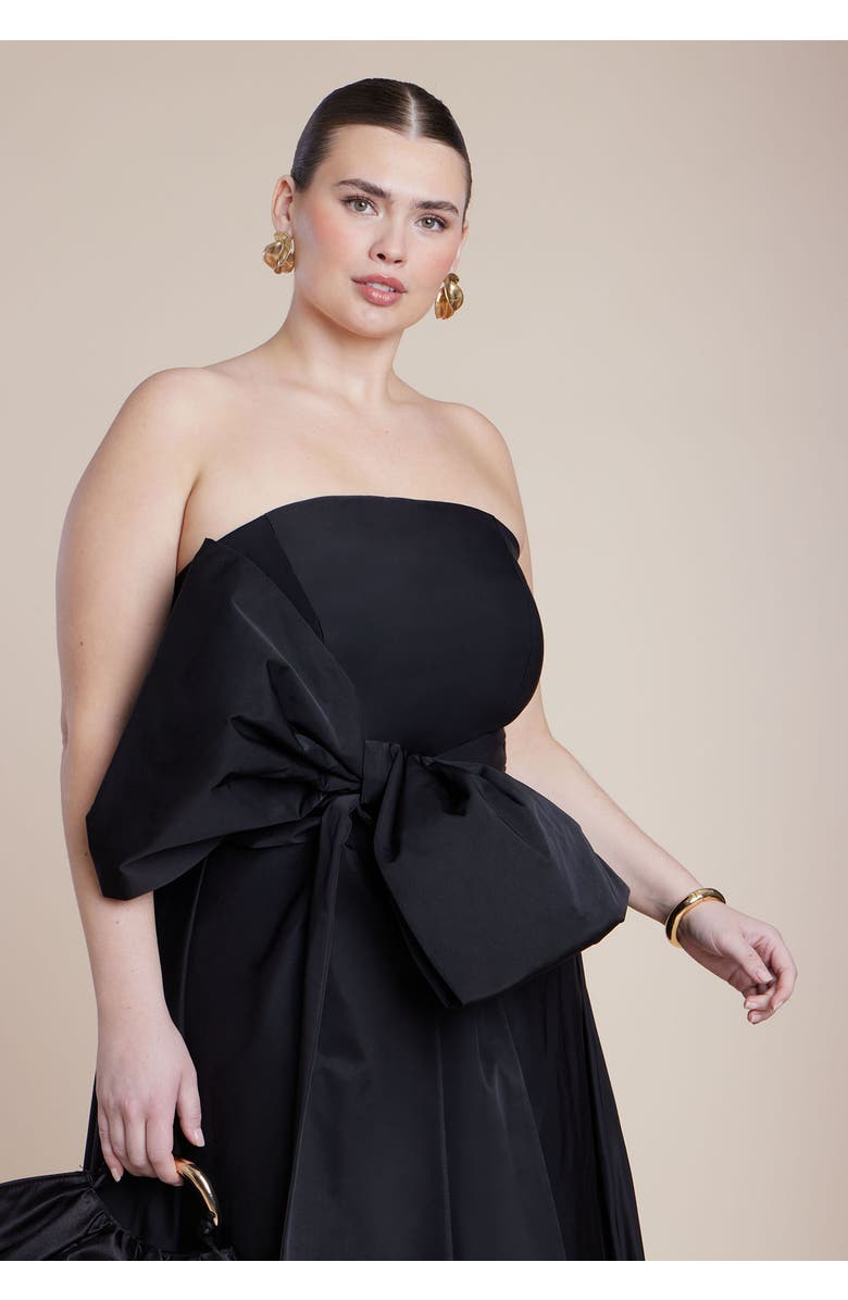 ELOQUII Dramatic Bow Gown, Alternate, color, Black Onyx