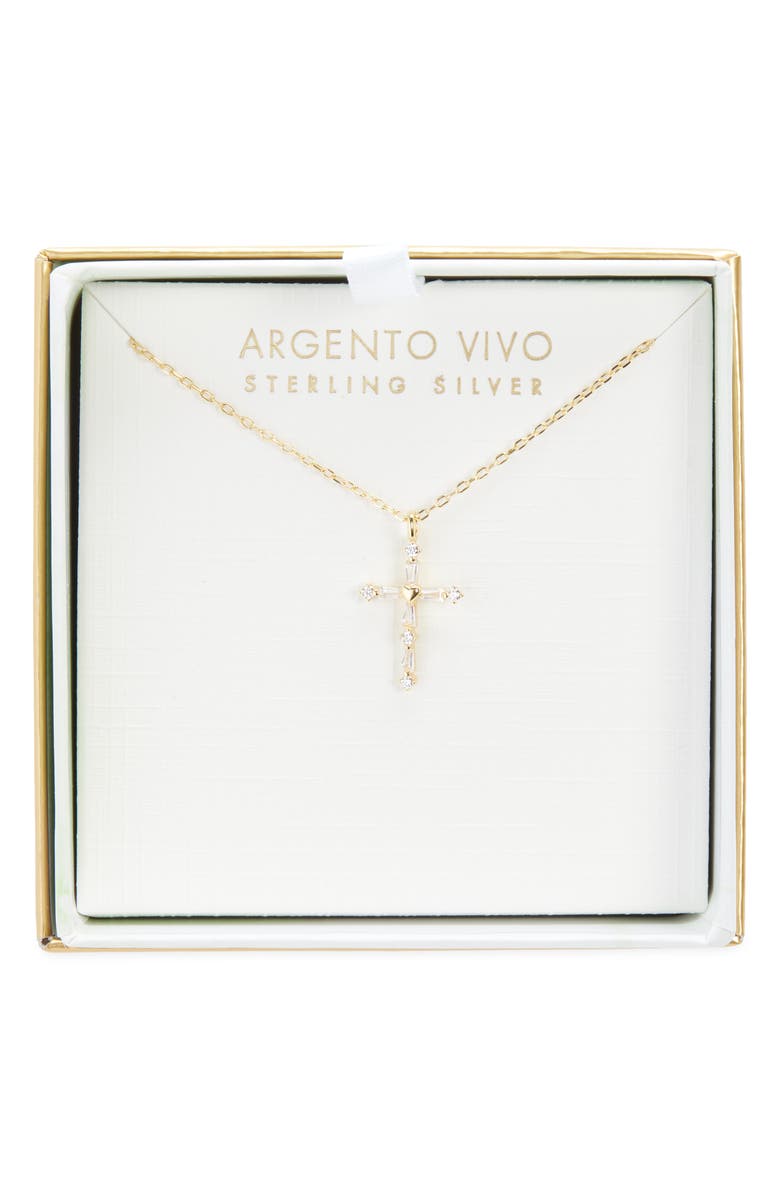 ARGENTO VIVO Cubic Zirconia Cross Pendant Necklace, Main, color, Gold
