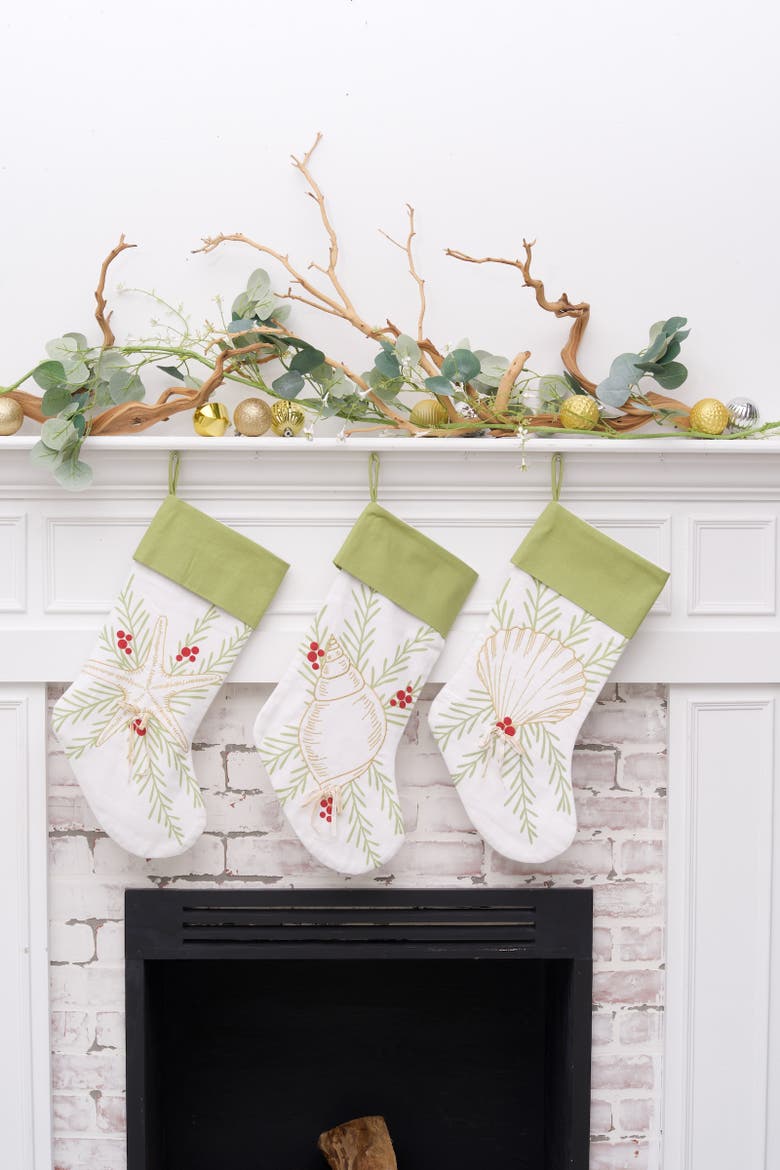 Coastal Tidings Starfish Stocking, Alternate, color, White