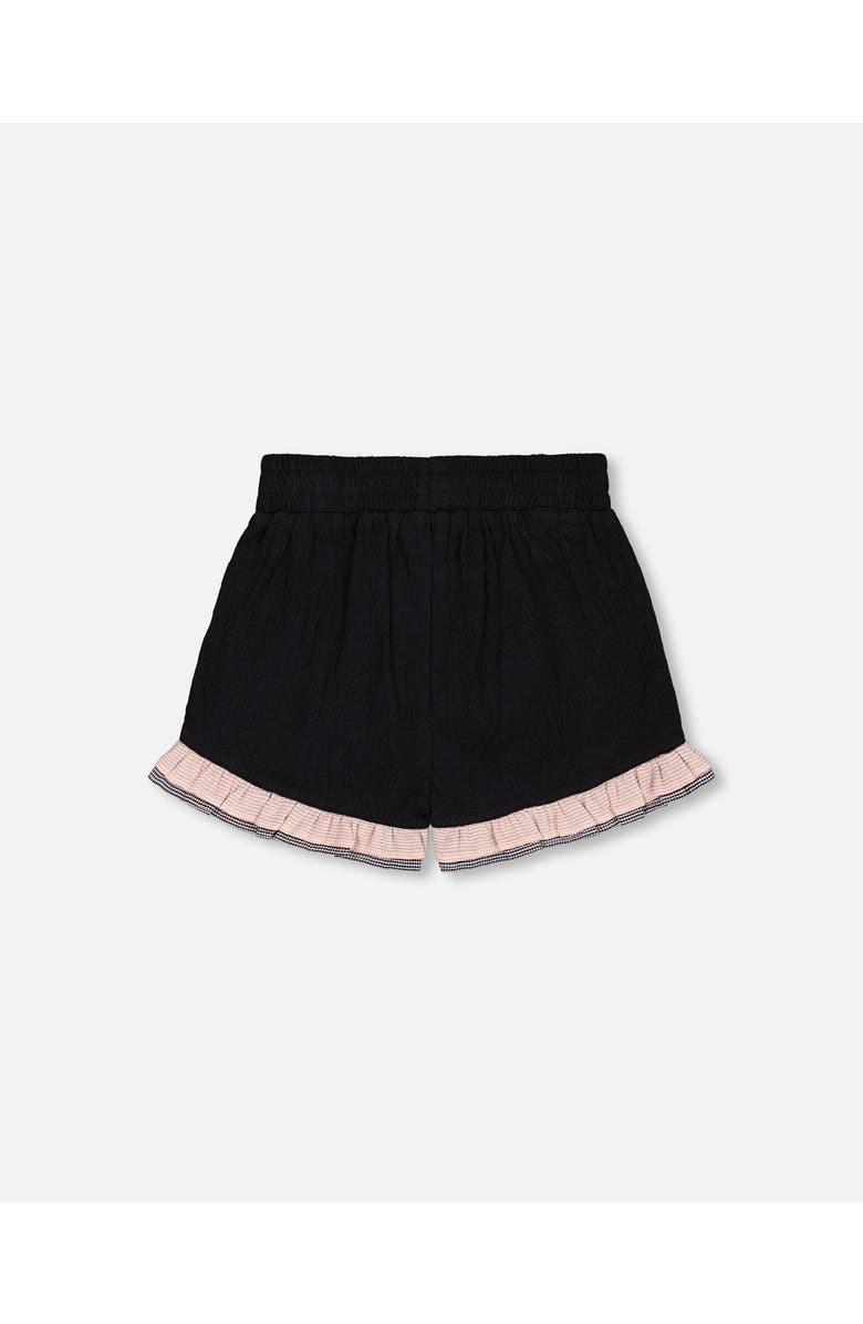 Deux par Deux Girl's Crinkle Short With Frills Black And Butterflies, Alternate, color,