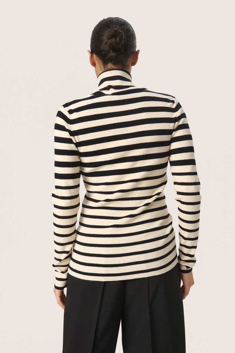 SLSpina Slim Fit Rollneck Pullover, Alternate, color, Black and White Stripe