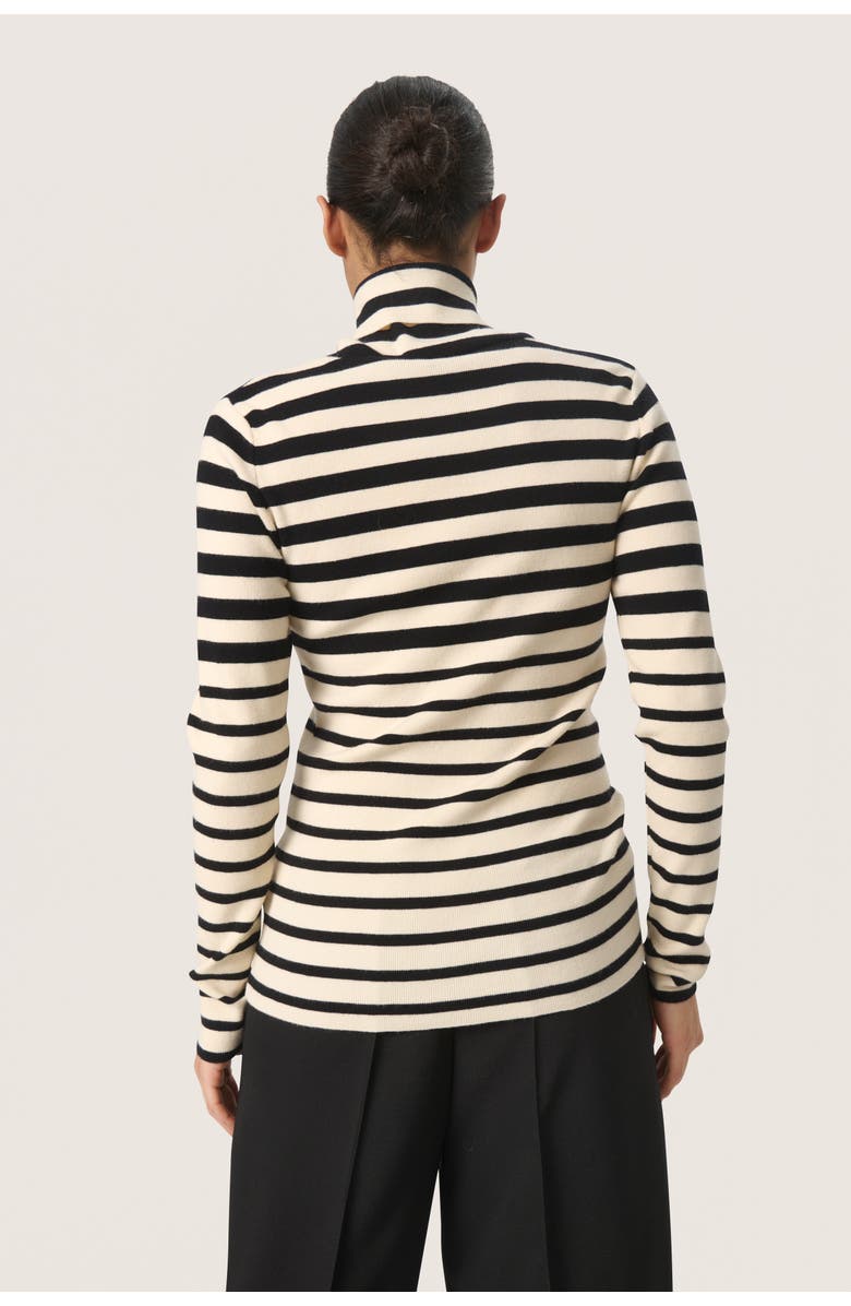 Soaked in Luxury SLSpina Slim Fit Rollneck Pullover, Alternate, color, Black And White Stripe