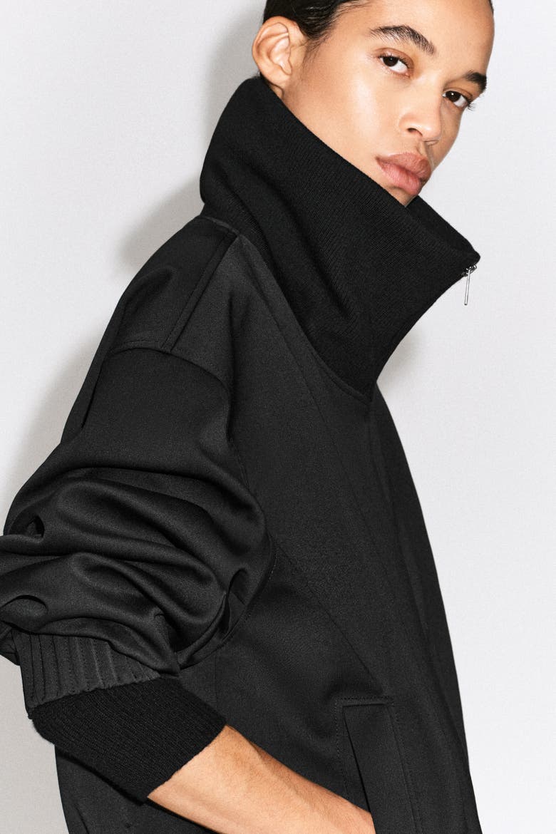 Mock-Neck Jacket, Alternate, color, BLACK