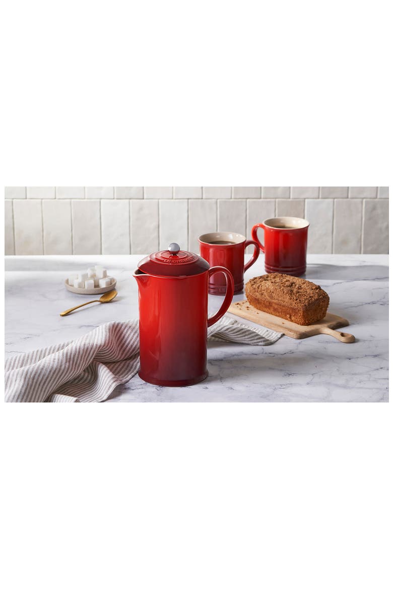 34-Ounce Stoneware French Press, Alternate, color, CERISE