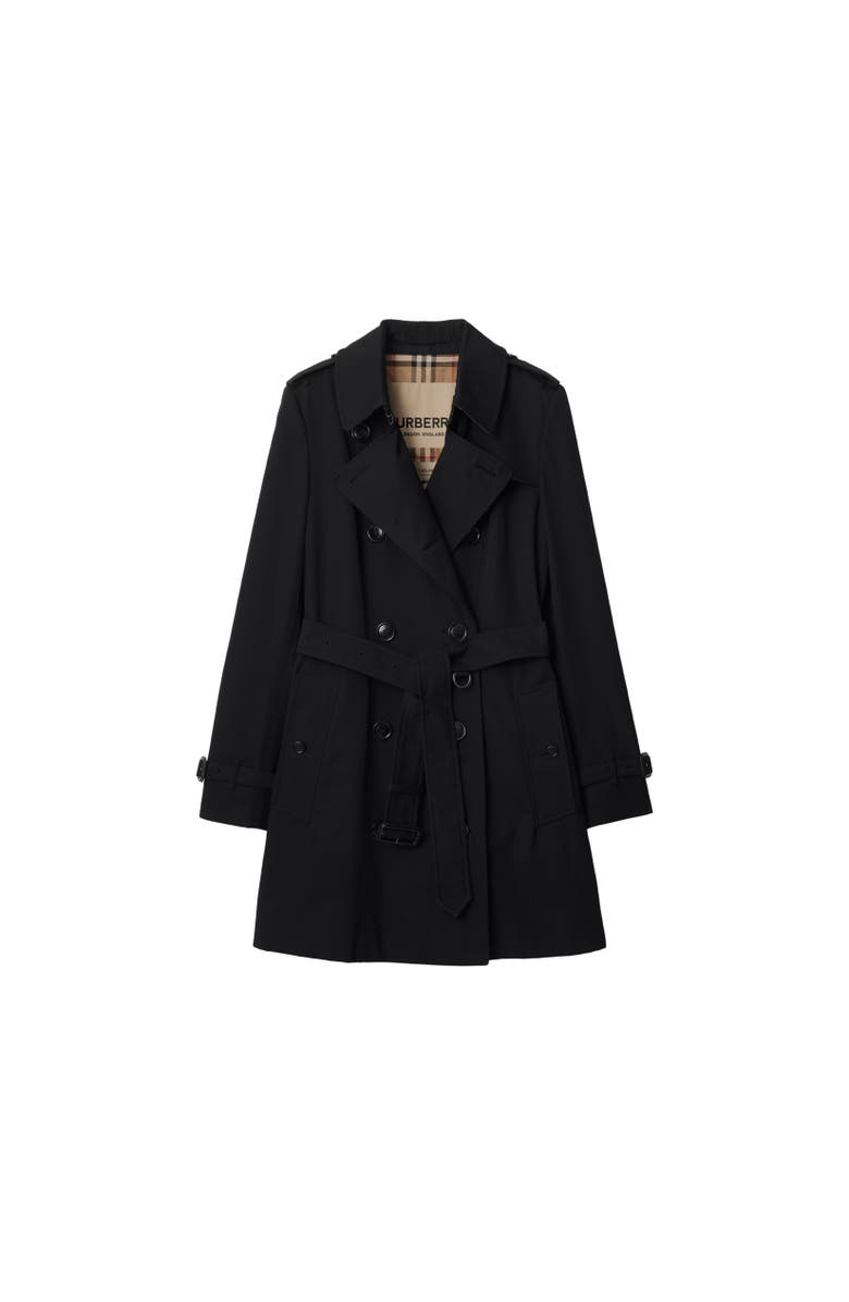 Burberry Short Chelsea Heritage Trench Coat, Alternate, color, Black