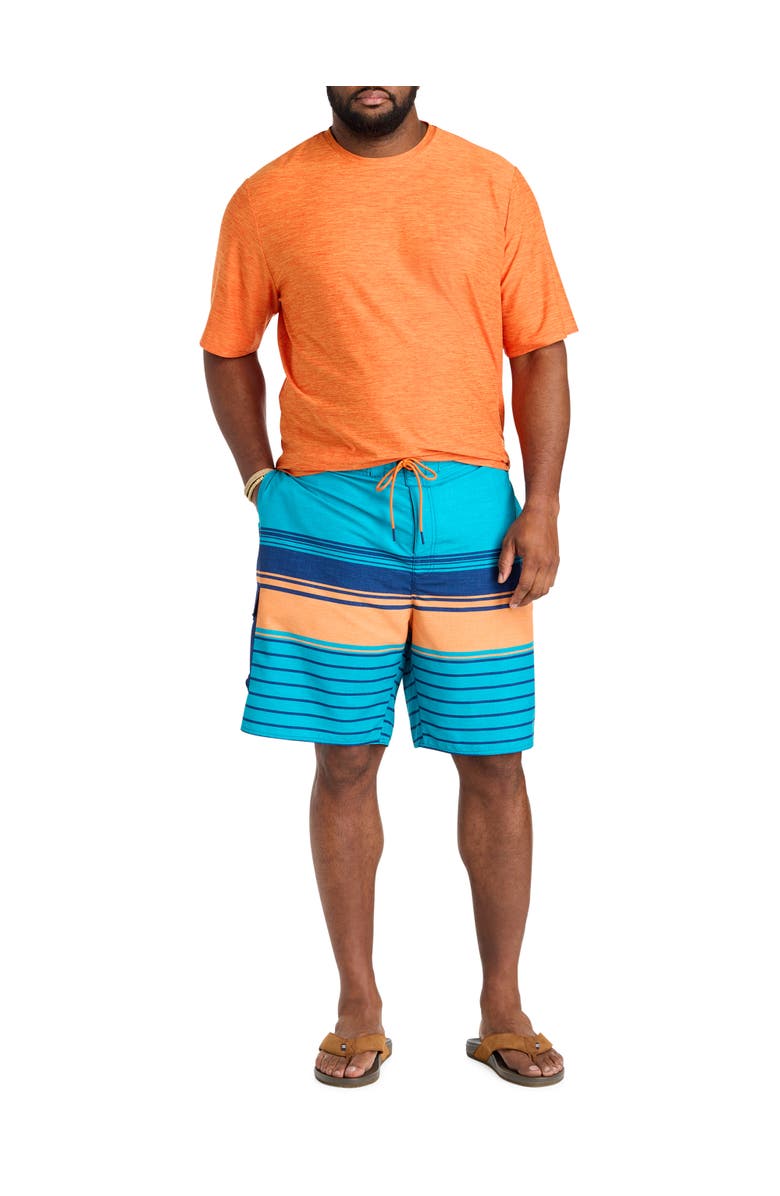 Harbor Bay by DXL Big & Tall Striped Printed Board Shorts, Alternate, color, Blue Multi