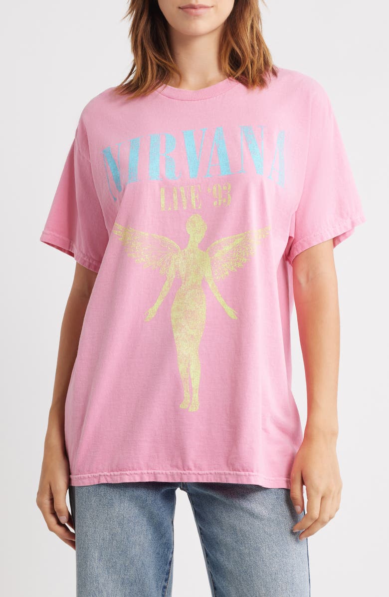 Merch Traffic Nirvana '93 Cotton Graphic T-Shirt, Main, color, Pink
