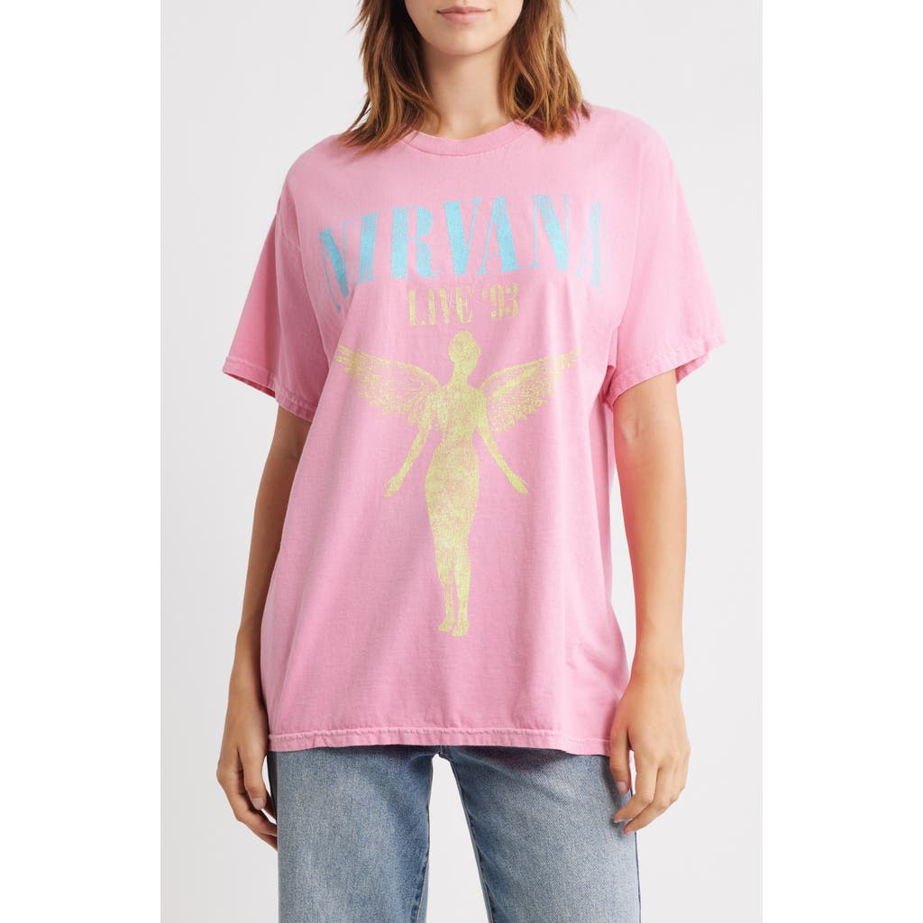 Merch Traffic Nirvana '93 Cotton Graphic T-Shirt in Pink  product
