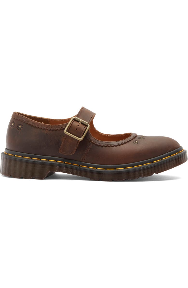 Dr. Martens Flower Mary Jane Flat, Alternate, color, Dark Brown