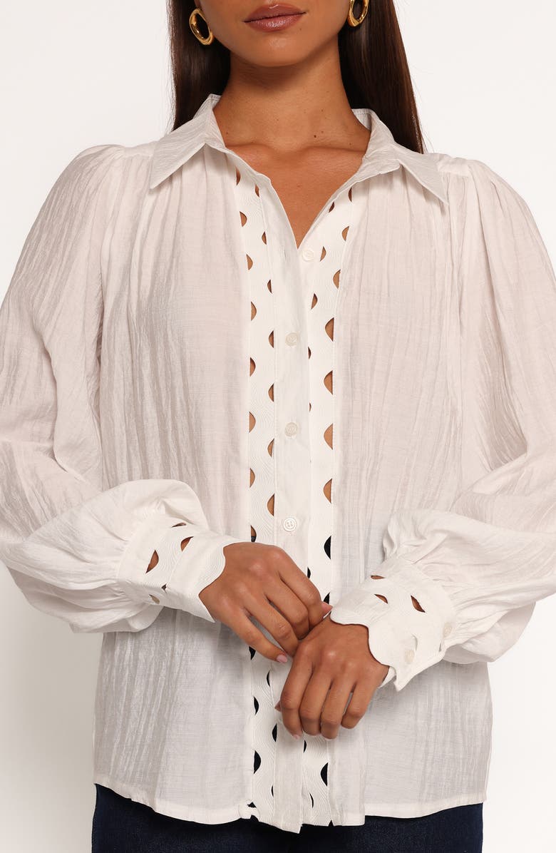 Petal & Pup Primrose Rickrack Trim Long Sleeve Button-Up Shirt, Alternate, color, 