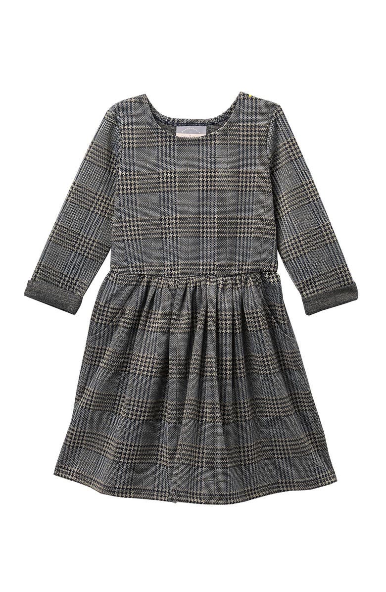 Pippa & Julie Three Quarter Rolled Sleeves Plaid Dress, Main, color, 
