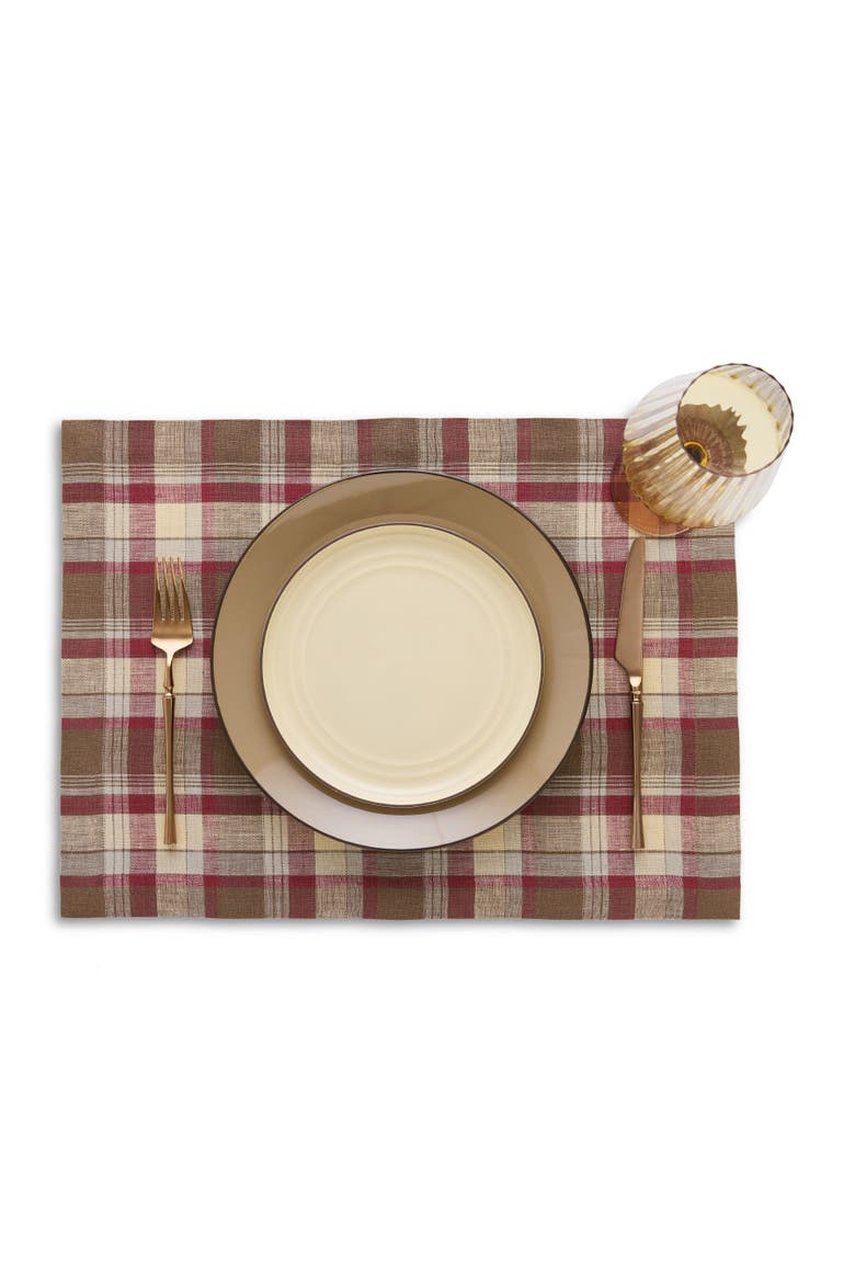 Linen Placemats Set of 4, 14 x 19" - Rustic Plaid, Alternate, color, Rustic Multicolor