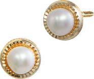 SAVVY CIE JEWELS 14K Gold & 3mm Cultured Freshwater Pearl Stud Earrings