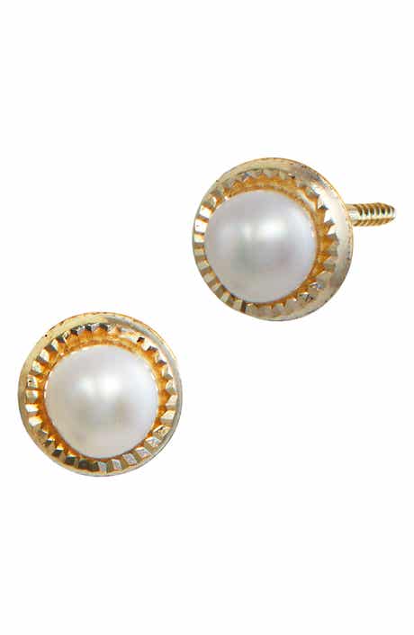 SAVVY CIE JEWELS 14K Gold & 3mm Cultured Freshwater Pearl Stud Earrings