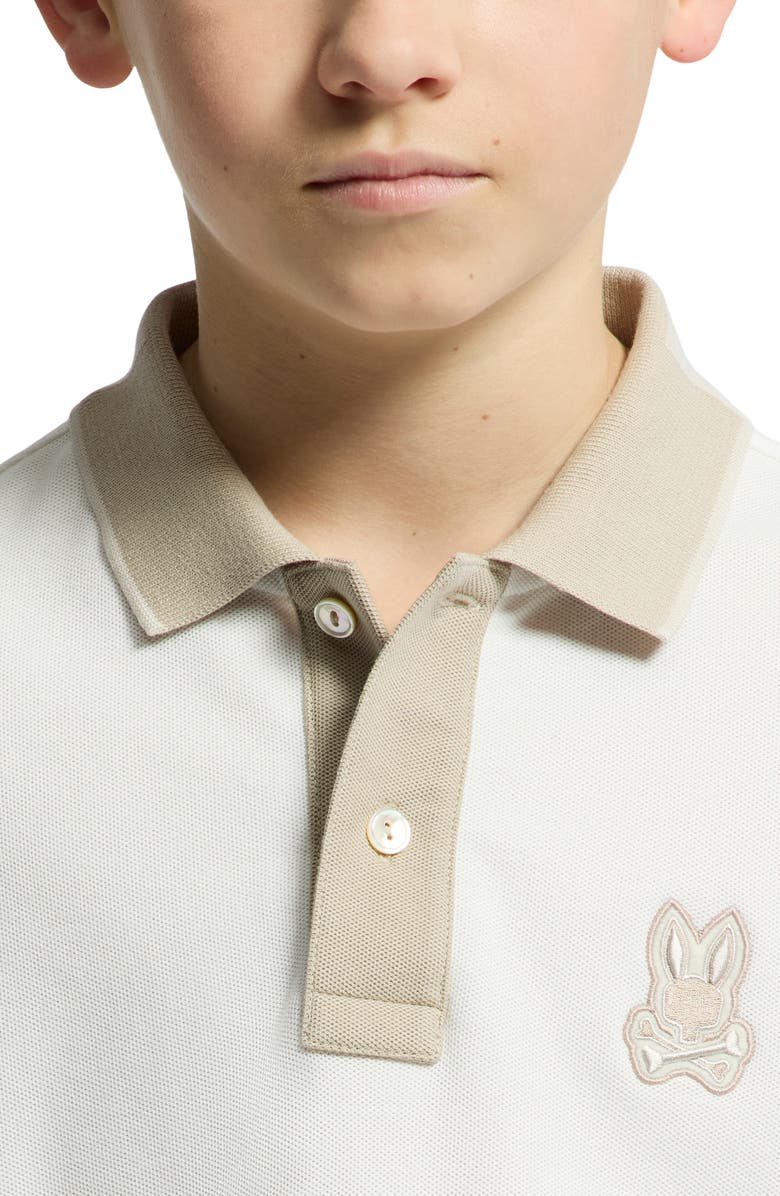Psycho Bunny Kids' New Castle Cotton Pique Polo, Alternate, color, Ecru