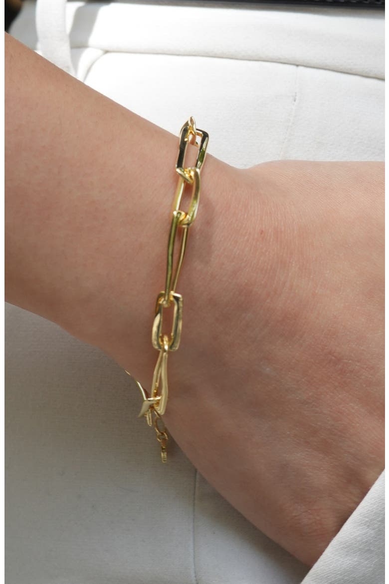 Chunky Paper Clip Chain Bracelet, Alternate, color, GOLD