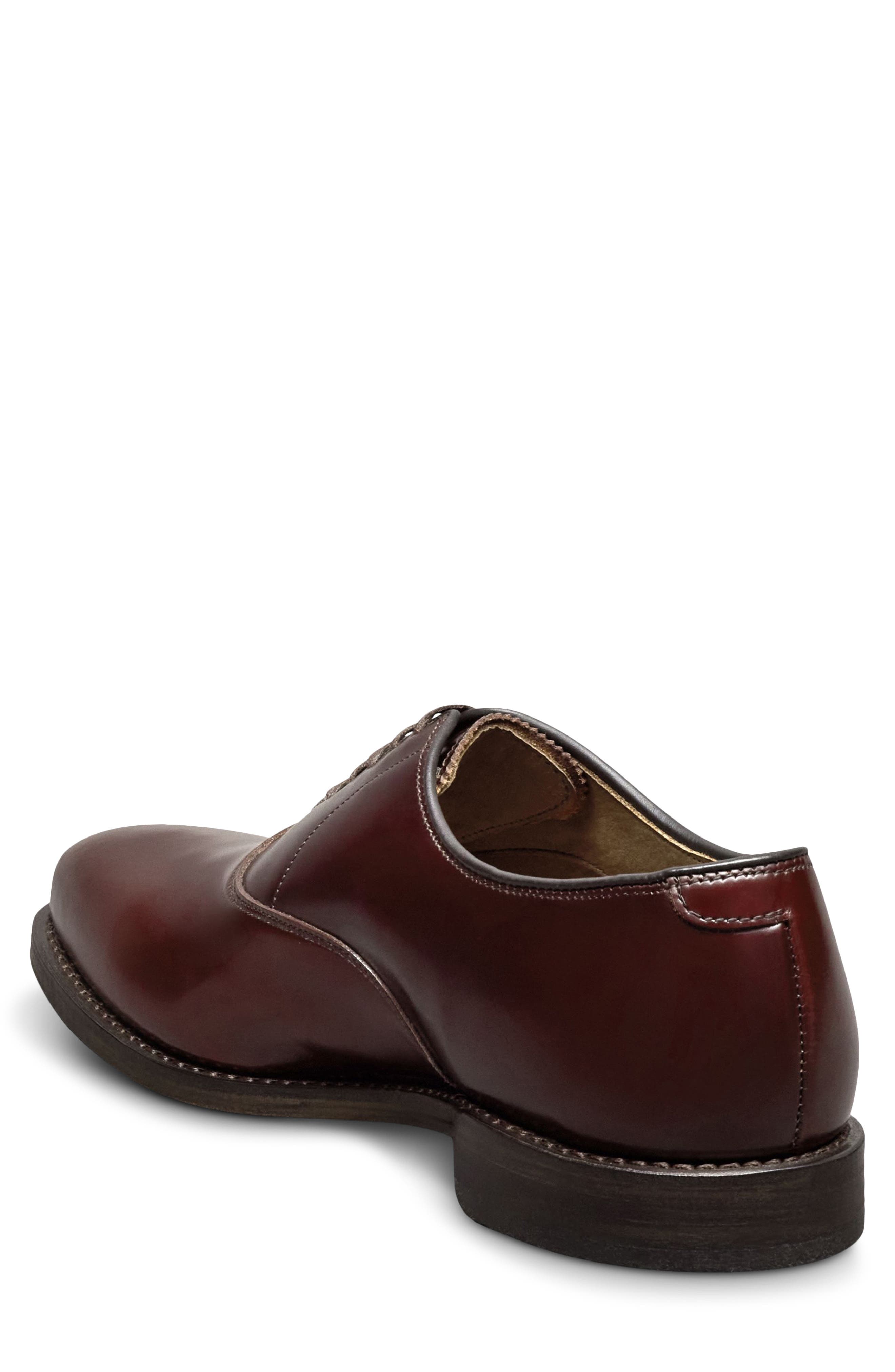 Carlyle Plain Toe Leather Oxford, Alternate, color, BURGUNDY