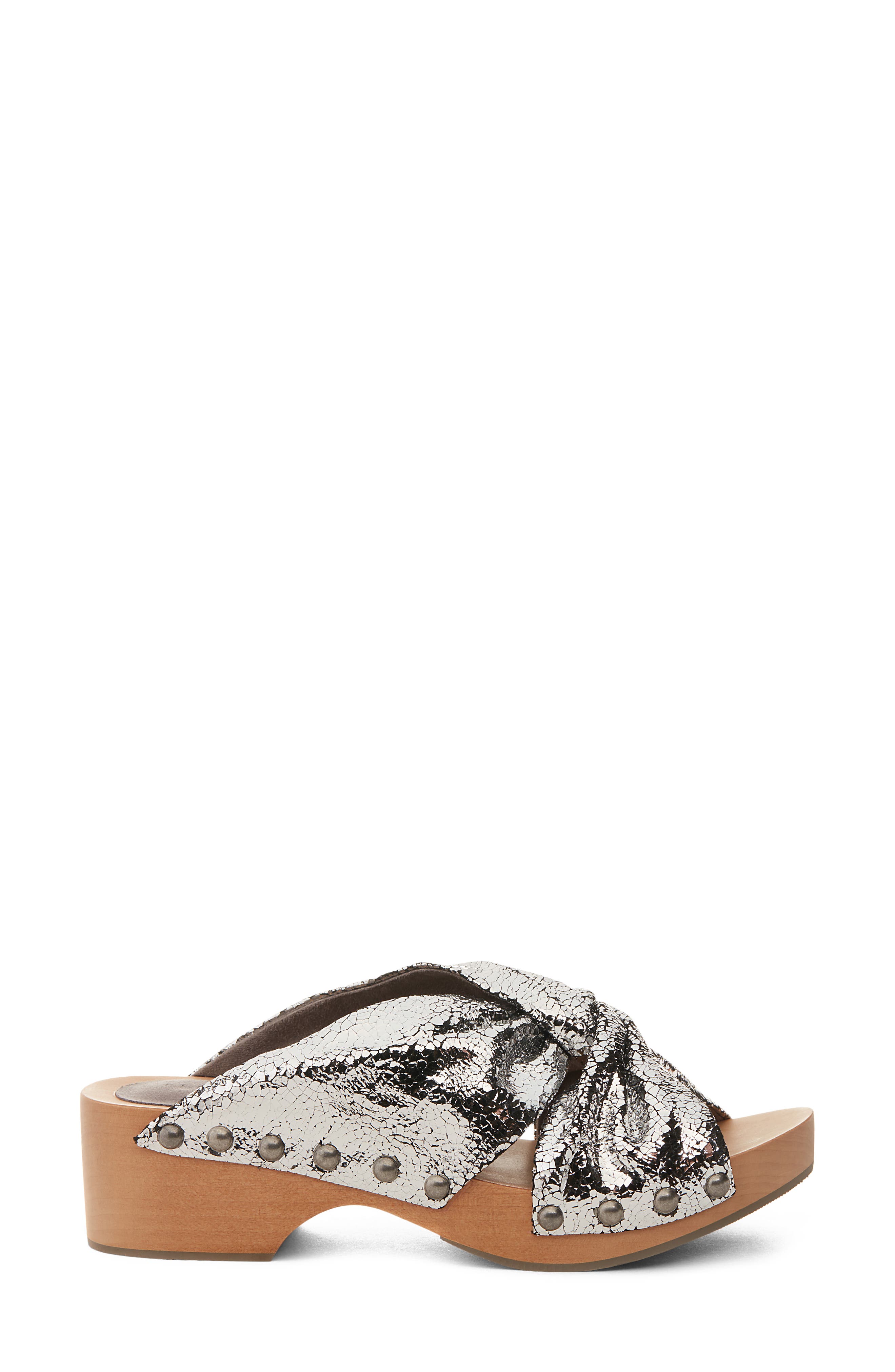 Sprinter Slide Sandal, Alternate, color, SILVER METALLIC LEATHER