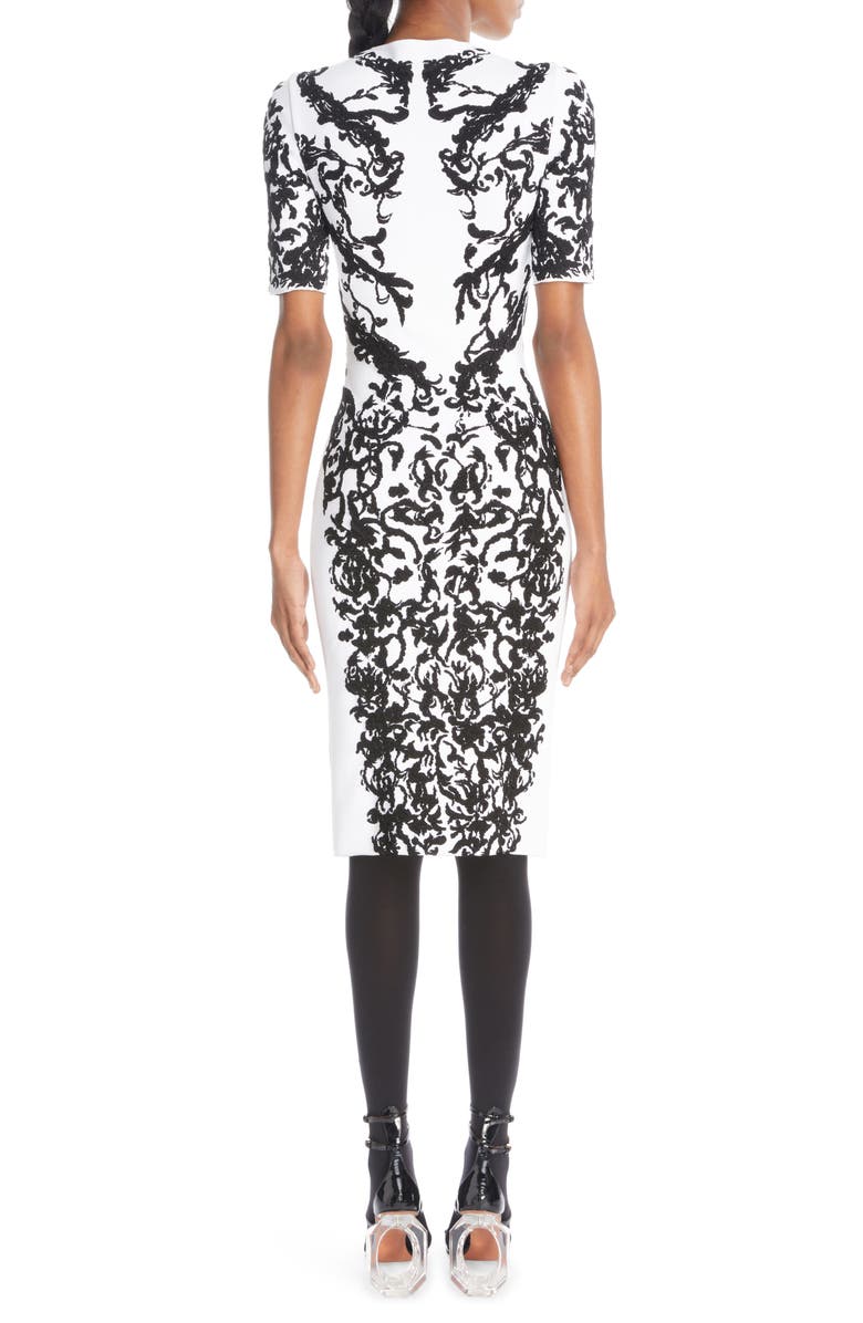Alaïa Calli Padded Shoulder Midi Dress, Alternate, color, 