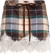 Siedrés Witz Lace Hem Plaid Miniskirt