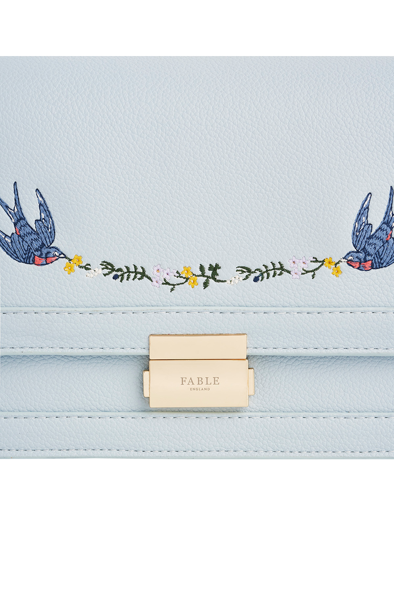 Fable England Bird Embroidered Foldover Purse, Alternate, color, Light/Pastel Blue
