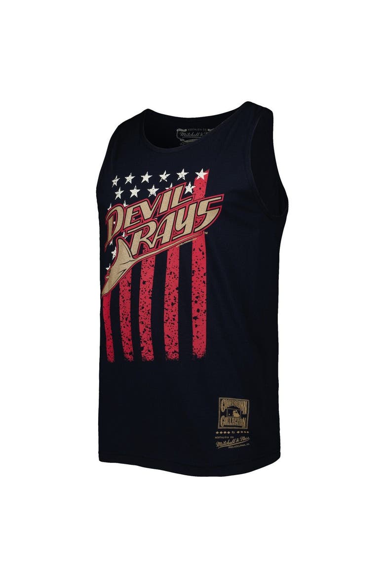 Men's Mitchell & Ness Navy Tampa Bay Rays Cooperstown Collection Stars and Stripes Tank Top, Alternate, color, Navy
