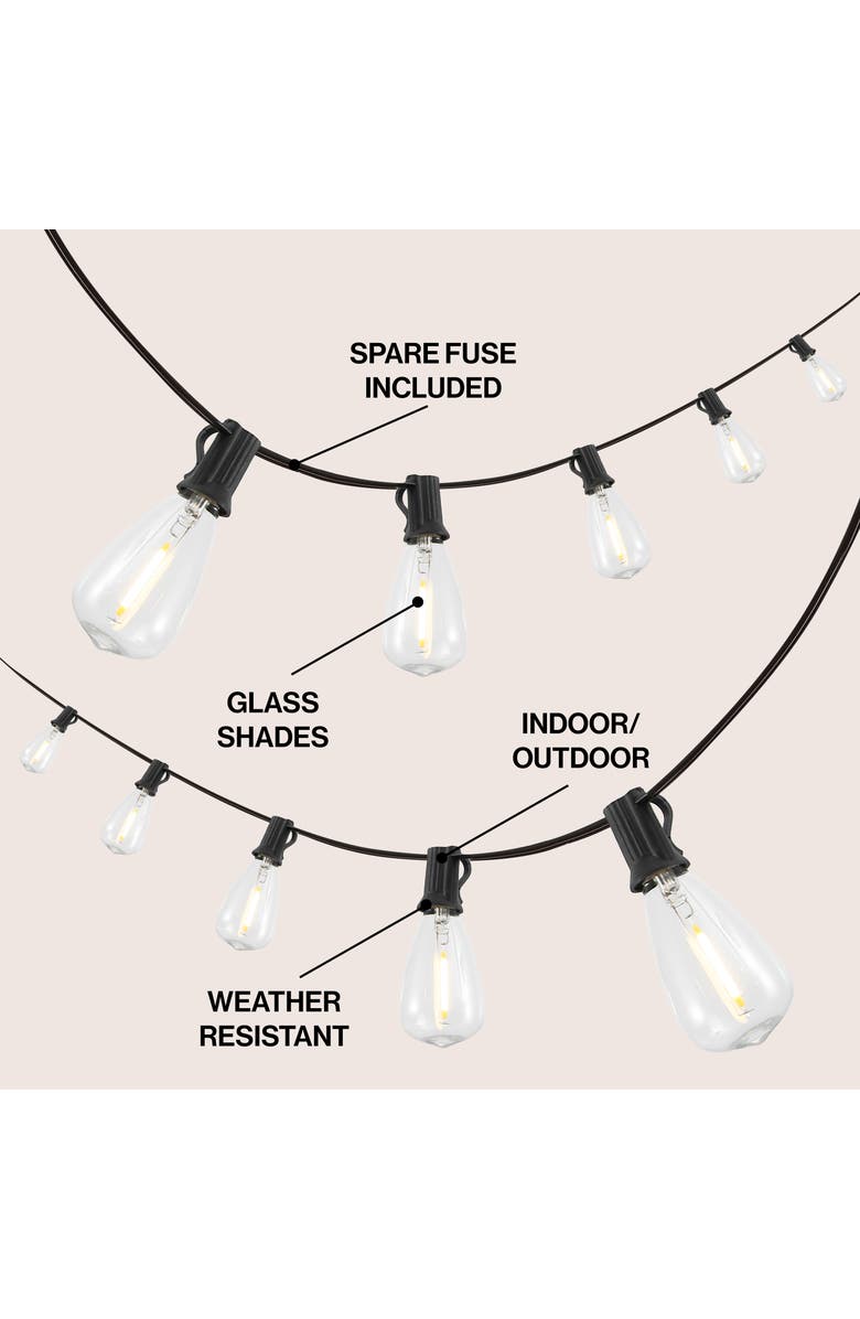 JONATHAN Y 10-Light Indoor/Outdoor Rustic Industrial Incandescent C7 Half-Chrome Bulb String Lights, Alternate, color, Black